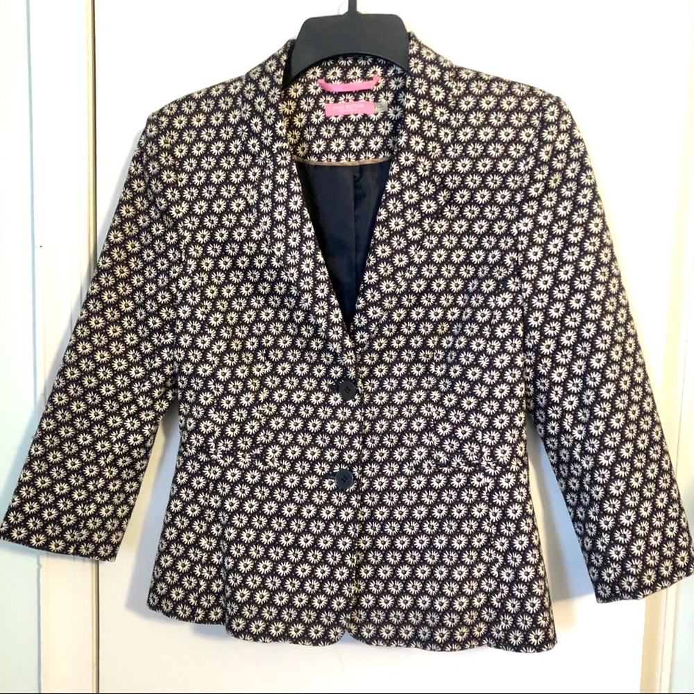 Isaac Mizrahi daisy blazer 3/4 sleeve navy 4